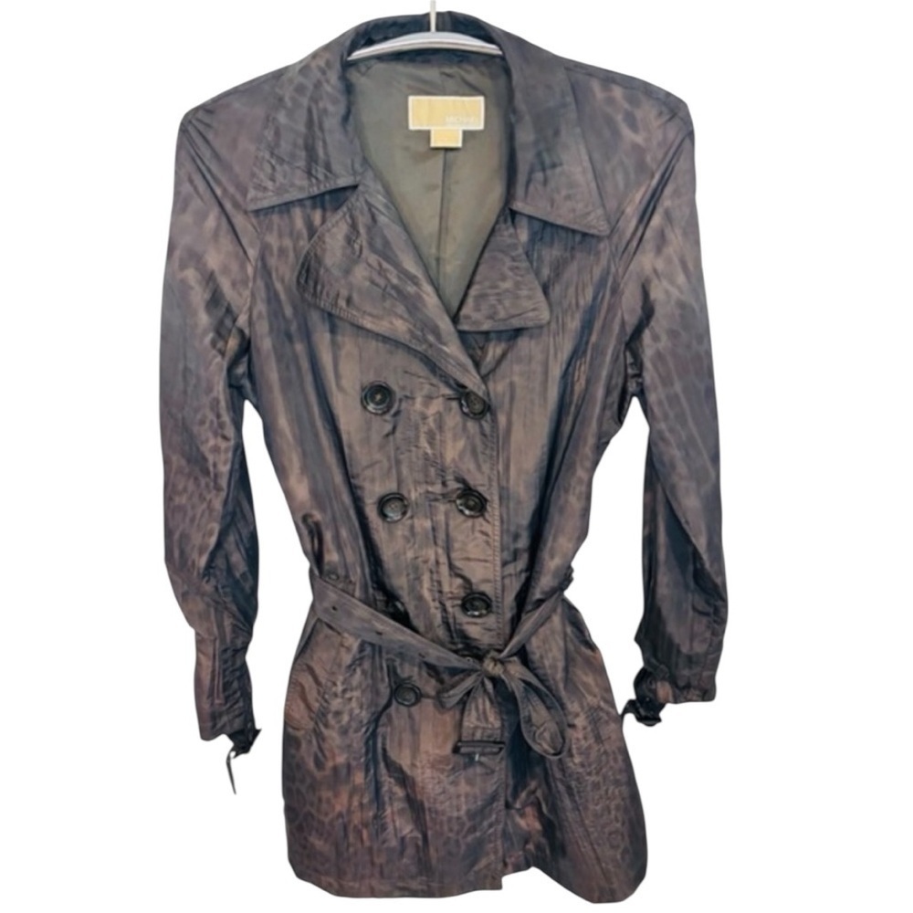 Michael KORS MK Women's Double-Breasted Ghost Animal Print Trench Coat, Size 8